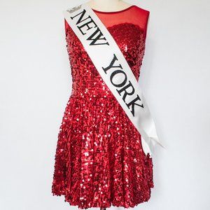 Red Sequin Mini Dress Costume - Miss New York